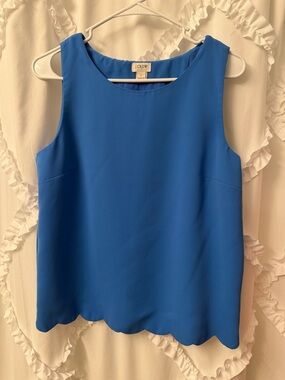 J. Crew Royal Blue Sleeveless Scallop Hem Shell